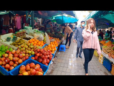 Morning Cambodian Market street food  - walking tour at Boeng Trabaek, Phnom Penh 2022