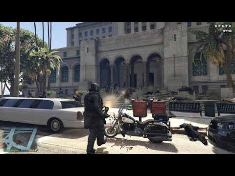 GTA 5 -  Ballistic Juggernaut Armor Minigun Rampage / Politician Assassination + Ten Star Escape