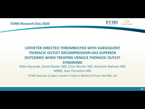 Thumbnail image of video presentation for Catheter Directed Thrombolysis with subsequent Thoracic Outlet Decompression has superior outcomes when treating Venous Thoracic Outlet Syndrome