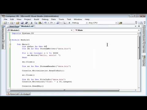 Lesen und Schreiben komprimierter Dateien mit Visual Basic.NET