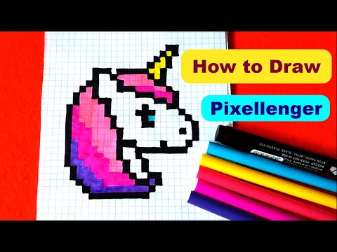 How to Draw Unicorn Simple Picture Pixel Art for Kids 如何繪製 कैसे आकर्षित करने के लिए
