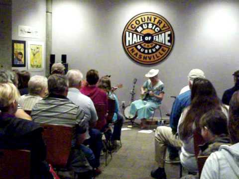 Rebekah Weiler playing old-time banjo at Country Music Hall of Fame in Nashville, TN