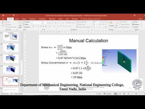 EX NO 4- Stress Concentration Validation with Manual Calculation- Ansys Tutorial