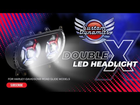 Double-X LED Headlight for Road Glide Motorcycles from Custom Dynamics