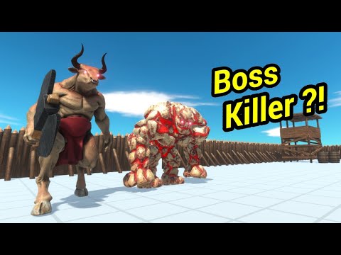 Minotaur with lava golem va boss factions animal revolt battle simulator