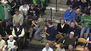 Boston Celtics fan Jeremy Fry dances to Bon Jovis 