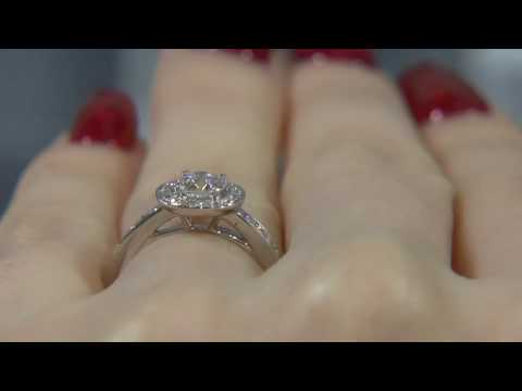 00580-HD025-Pave Set Round Cut Diamond Halo Engagement Ring