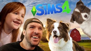 SiMS 4 FARM FAMiLY with PUPPY DOGS!! Adley & Dad move houses for a Cabin! Pets & New Neighborhood!