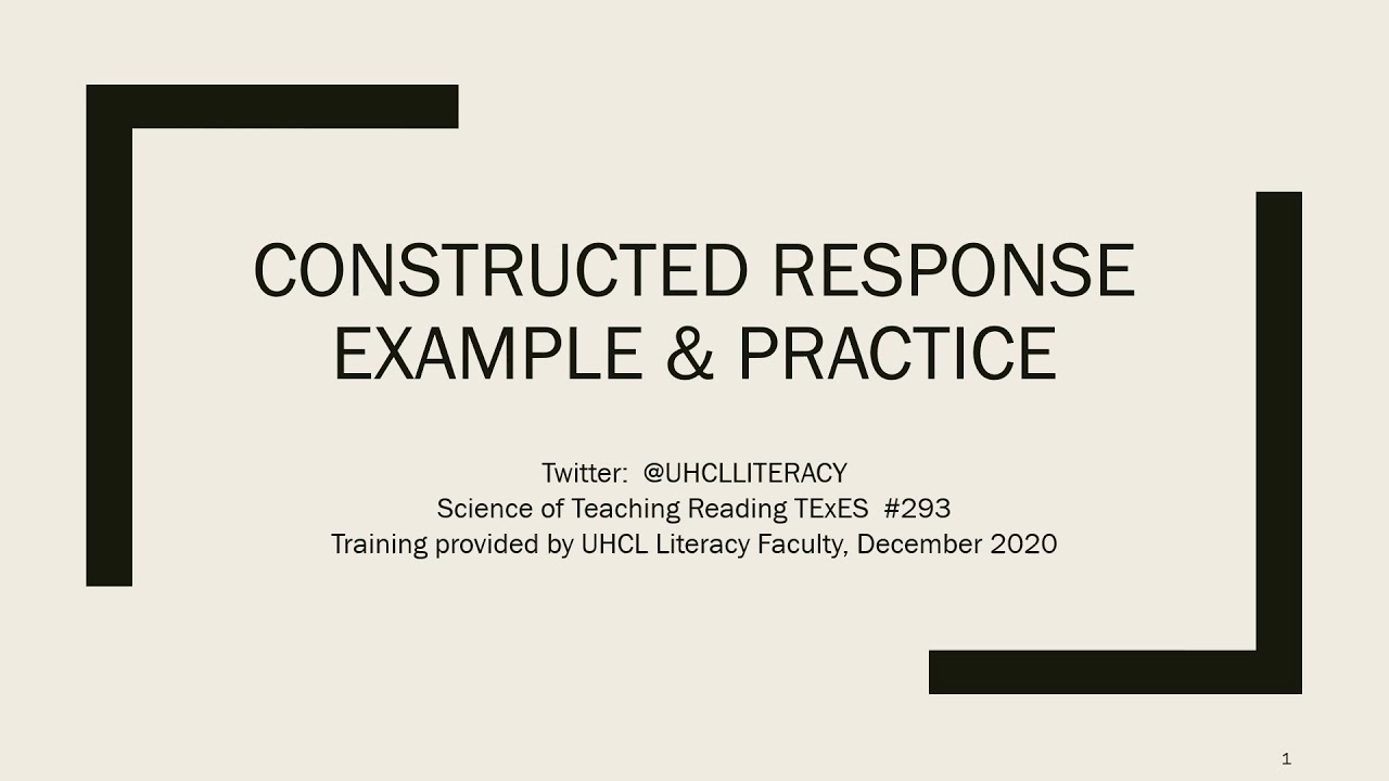 TExES STR Constructed Response Example 1