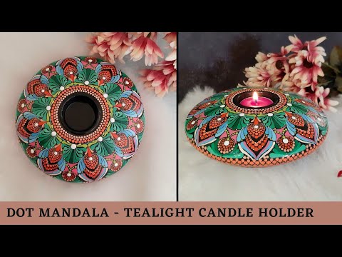 How to Decorate Cement Tealight Candle Holder Using Dot Mandala