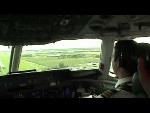 KLM MD-11 cockpit view landing at Schiphol Amsterdam
