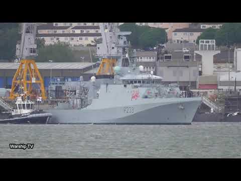 THE ROYAL NAVY'S NEWEST WARSHIP - HMS TAMAR P233 ENTERS DEVONPORT NAVAL BASE FOR THE FIRST TIME