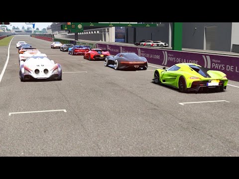 Koenigsegg Jesko Absolut vs Hypercars vs Eletric Cars at La Sarthe ( No Chicane )