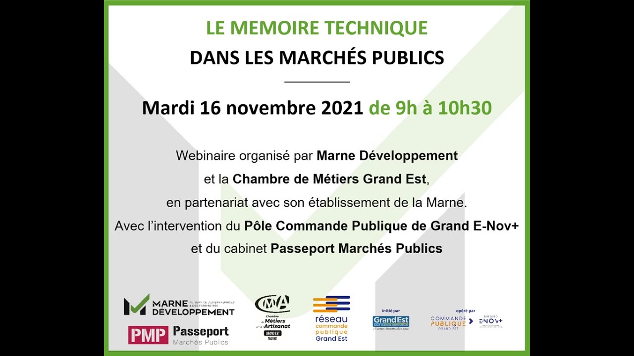 Webinaire - Le mémoire technique dans les marchés publics