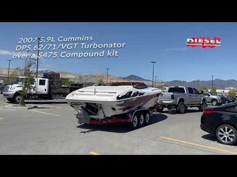 62/71/VGT Turbonator over S475 Compounds on a 2007 5.9L Cummins Towing a 28 Foot Nordic
