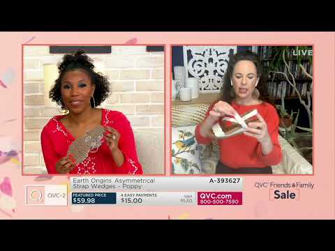 Earth Origins  Asymmetrical Strap Wedges - Poppy on QVC