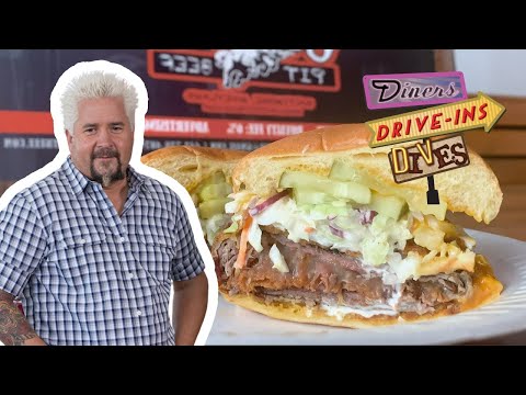 Guy Fieri Tries a Deep-Fried Pit Beef-Wrapped Pork...