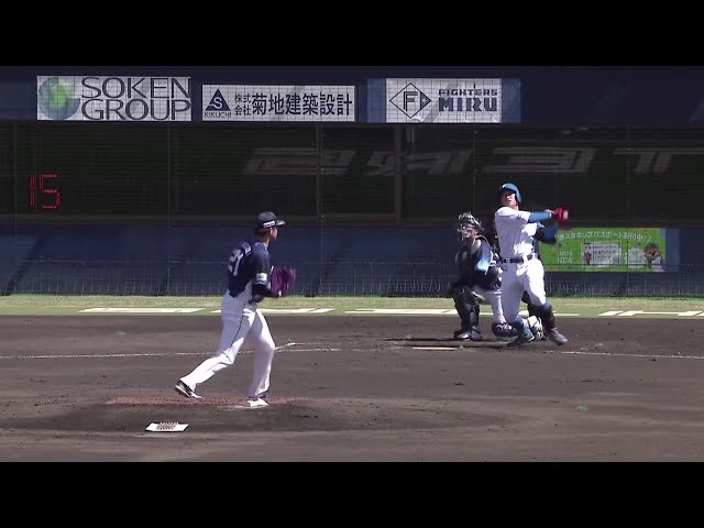 【ファーム】ファイターズ・有薗直輝 高めの直球をライトスタンドへ運び1点を返す!! 2025年4月16日 北海道日本ハムファイターズ 対 埼玉西武ライオンズ
