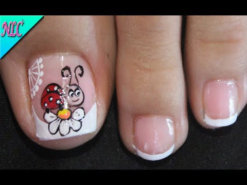 DISEÑO DE UÑAS PARA PIES MARIQUITA Y FLOR ¡fácil de hacer! – FRANCÉS Y FLORES – FRENCH NAIL ART