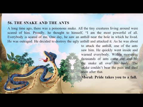 Learn english through story¶🔥¶ The Snake and The Ants ||English Story ReadingPractice ||EnglishEatsV
