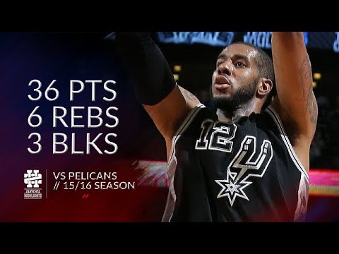 LaMarcus Aldridge 36 pts 6 rebs 3 blks vs Pelicans 15/16 season