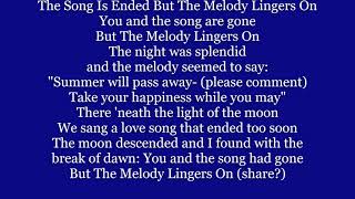 THE SONG IS ENDED But The MELODY LINGERS ON by IRVING BERLIN words lyrics text sing along song