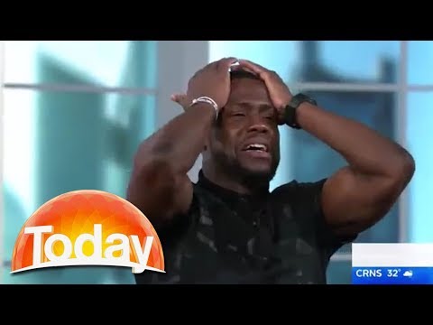 Kevin Hart freaks out over snake on Australian TV show