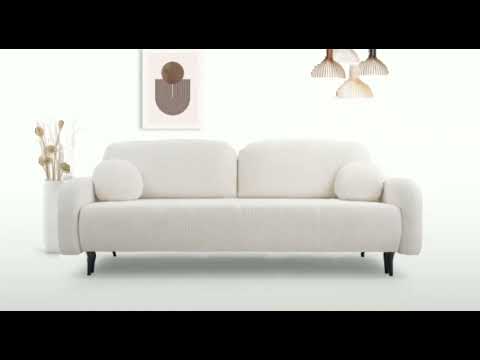 Upholstered 3 seater sofa bed CLOUDY cream