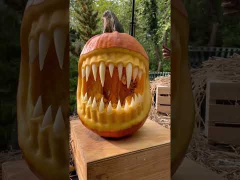 Insane Pumpkin Carving with potato teeth! #pumpkin #art
