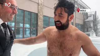 Bolu Dağı’nda Eksi 10 Derecede Buz Tutan Havuza Girdi