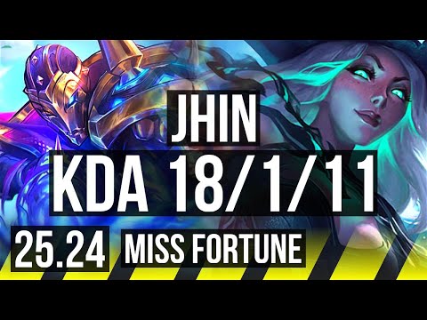 JHIN & Nautilus vs MISS FORTUNE & Karma (ADC) | Good KDA: 18/1/11 | KR Master | 25.24
