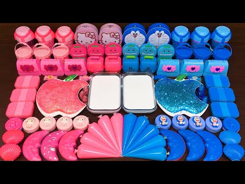 PINK vs BLUE ! Mixing Random into GLOSSY Slime ! Satisfying Slime