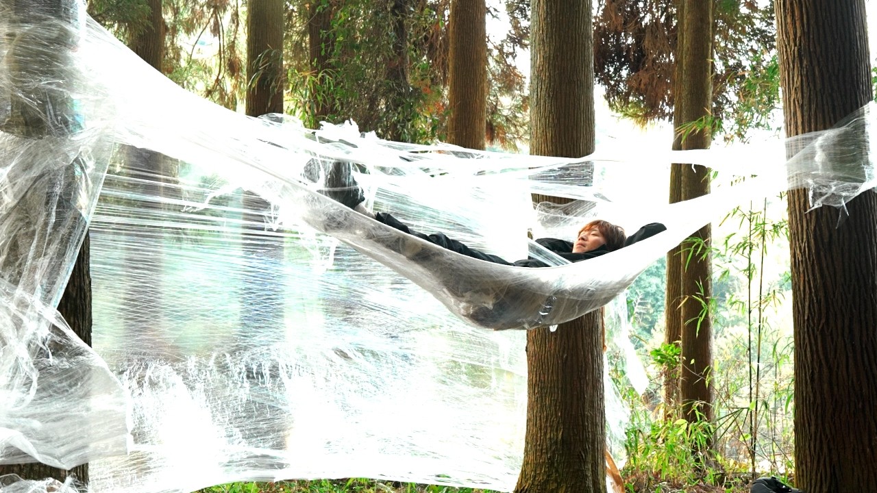 ビニールラップテントで一泊キャンプ