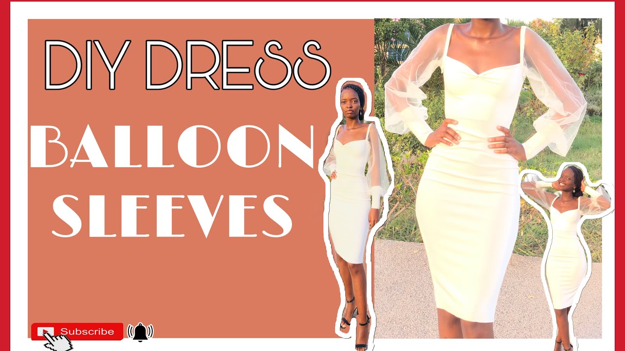 DIY MESH BALLOON SLEEVES BODYCON DRESS| Cutting and sewing |Very easy method