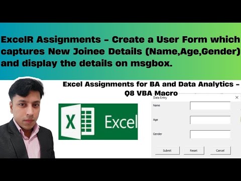 ExcelR Assignment Q8. How to Create a New Joinee Form in Excel VBA with Submit Button & Message Box