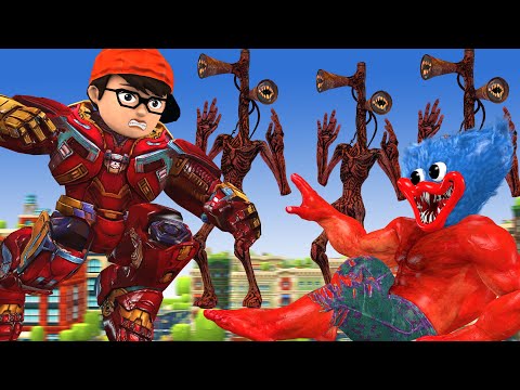 NickHulk Buster , Police , Ice Cream Vs Siren Head , Huggy Wuggy Hulk - Scary Teacher 3D