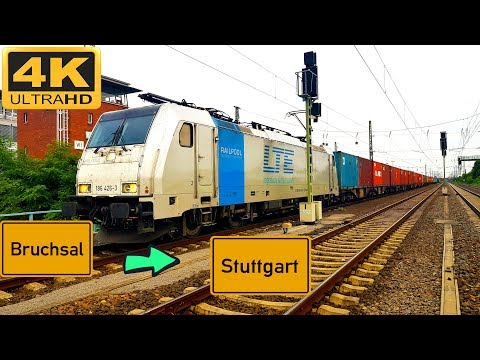 【4K】 Führerstandsmitfahrt Bruchsal nach  Stuttgarter Hafen über Bretten,Mühlacker,Ludwigsburg