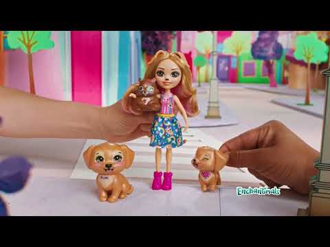 Enchantimals šuniukų ir merkėno herojų rinkinys video