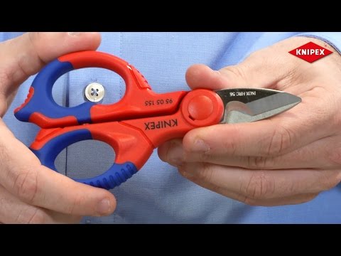 Elektrotechniko žirklės KNIPEX 9505155SB video