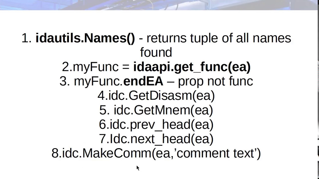IDAPython Tutorial with example script