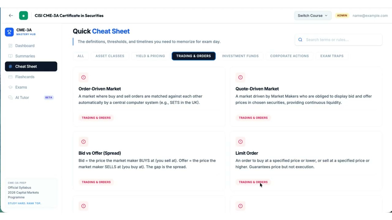 Preview of CISI CME-3A Certificate in Securities