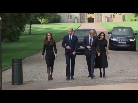 Harry and Meghan join William and Kate to pay tribute to Queen