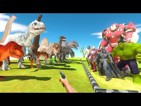 FPS Avatar in Jurassic Park Rescues Super Heroes and Fights Dinosaurs-Animal Revolt Battle Simulator