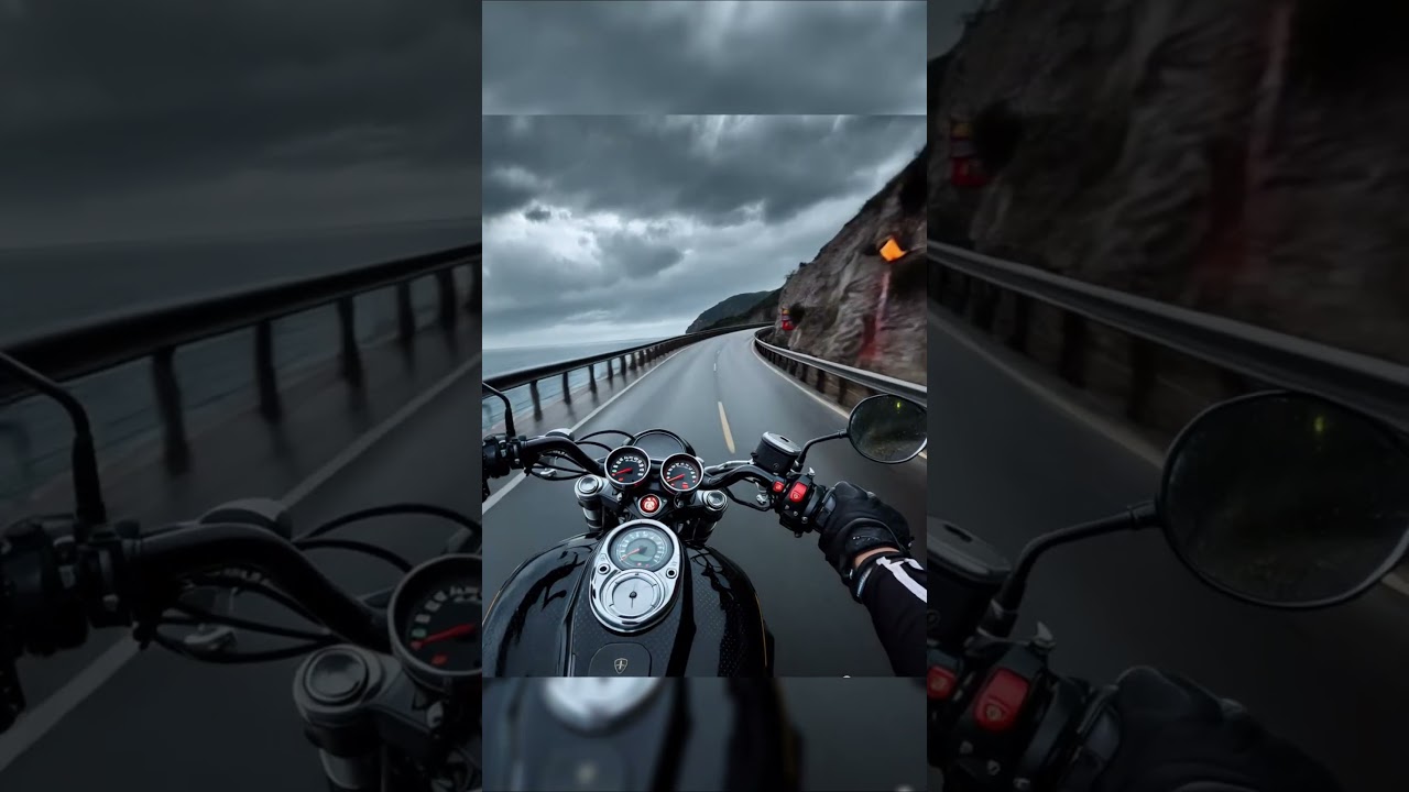Racing the storm, on the edge of the world. #motorcycle #stormride #cinematic