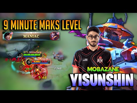 MANIAC! Mobazane Yss 9 Min Maks Level Fast Farm Gameplay [ Top Global Yi Sun Shin ] Mobile Legends