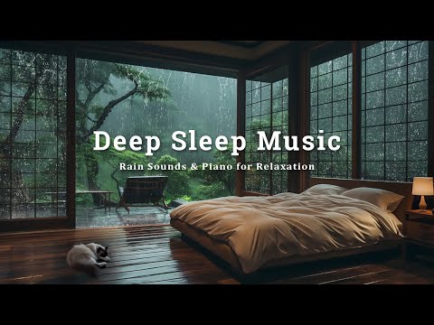 Relaxing Piano & Rain Sounds - Fall Asleep Instantly with Healing Night Ambience - Calming Music