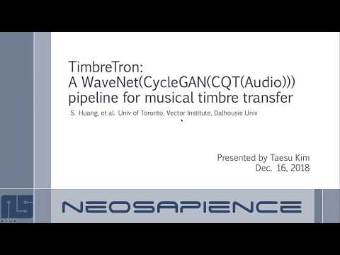 PR-128: TimbreTron: A Wavenet(CycleGAN(CQT(Audio))) pipeline for musical timbre transfer