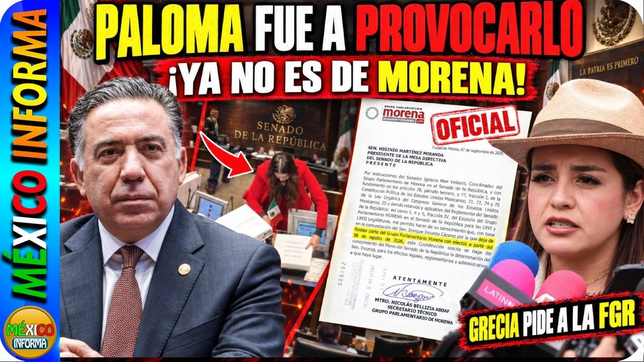 ES OFICIAL: INZUNZA YA NO FORMA PARTE DE MORENA. PALOMA LO VA A PROVOCAR. GRECIA VA A LA FRG.