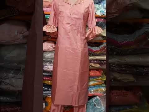 Ziyaa Women's Pink Poly Silk Kurta and Pant Set- ZIKUPS2483ANDPA