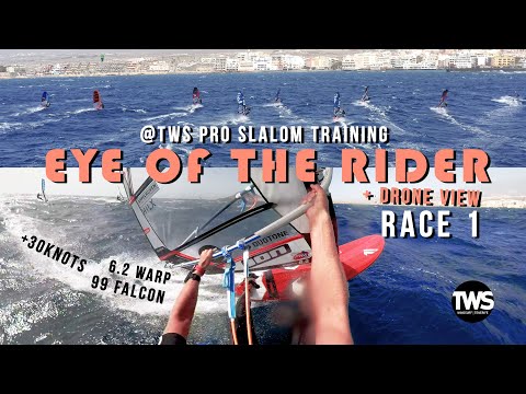 The EYE of the RIDER + drone view - Jordy Vonk at TWS Pro Slalom Training RACE 1